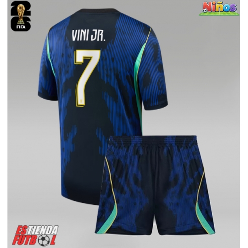 Brasil Vinicius Junior #7 Segunda Equipación Niños Mundial 2026 Manga Corta (+ Pantalones cortos)